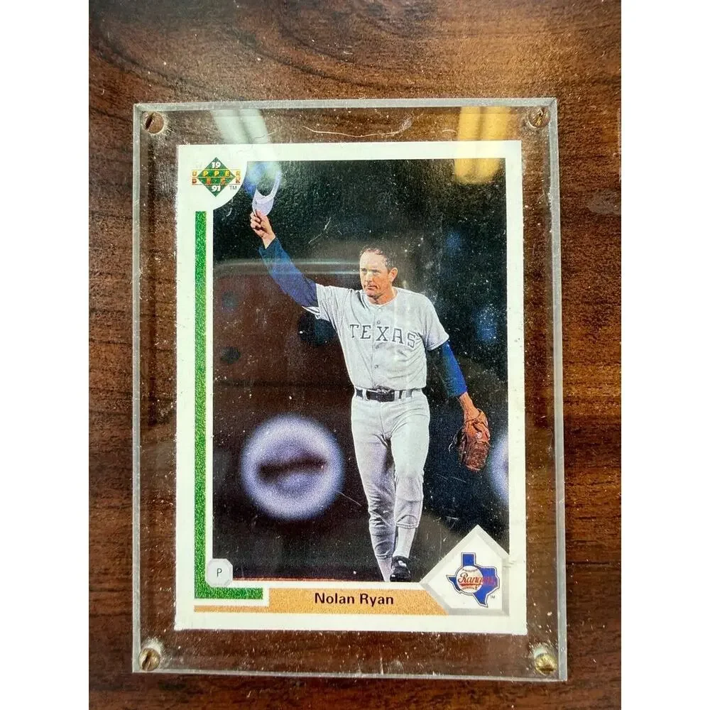 Vintage Nolan Ryan Baseball Card Wall Clock Texas Rangers Quartz Works Wood